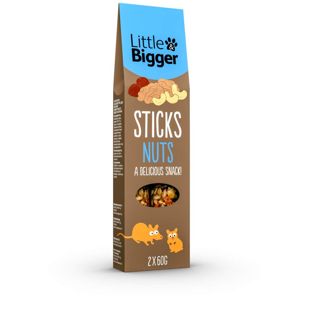 Little & Bigger maius väikeloomadele, pähklipulgad 2x60 g - Tootepilt 1