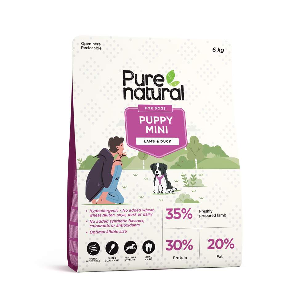 PURENATURAL Mini sausā barība kucēniem, jērs/pīle, 6kg - Produkta attēls