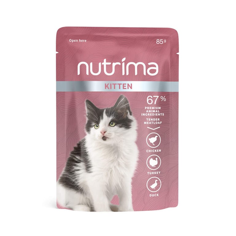 Nutrima mitrā barība kaķēniem, vista/tītars, 85g