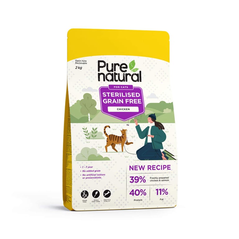 Purenatural kuivtoit steriliseeritud kassile, kana,teraviljavaba, 2 kg - Tootepilt 2