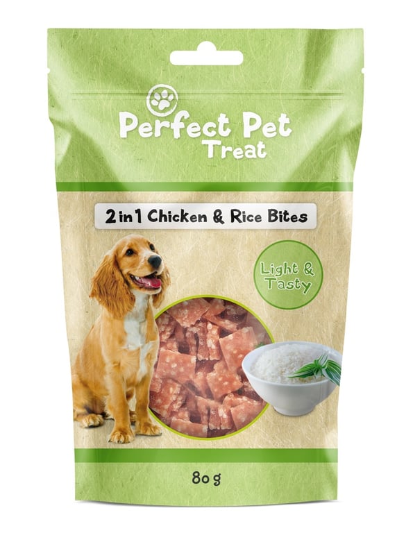 Perfect Pet 2IN1 skanėstai šunims, su vištiena ir ryžiais, 80g