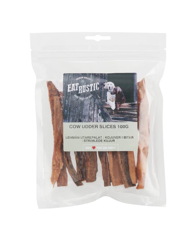 Eat Rustic skanėstai šunims – karvės tešmens juostelės, 100 g
