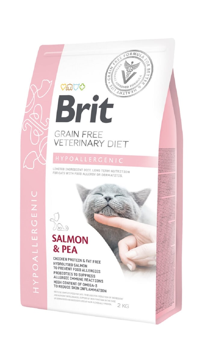 BRIT GF VD Hypoallergenic sausā barība kaķiem, lasis/zirņi, 2kg - Produkta attēls