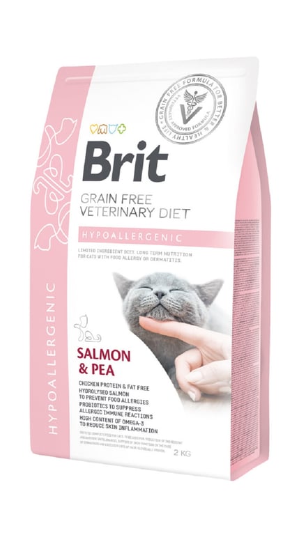 BRIT GF VETERINARY DIETS HYPOALLERGENIC SAUSAS MAISTAS KATĖMS, 2 KG
