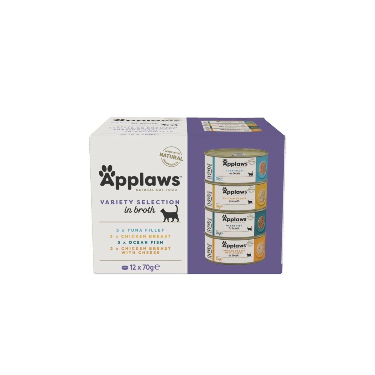 Applaws šlapio maisto rinkinys katėms (4 skoniai), 12 x 70 g - 