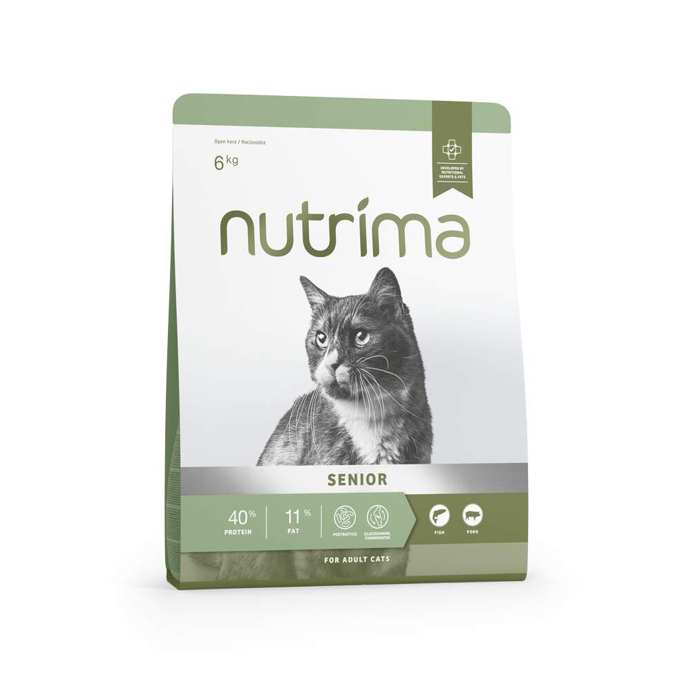 Nutrima Senior sausā barība kaķiem, zivis/cūkgaļa, 6kg - Produkta attēls