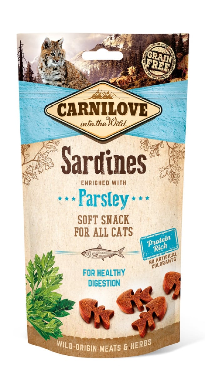 Carnilove minkštas skanėstas katėms su sardinėmis ir petražolėmis, 50g - 