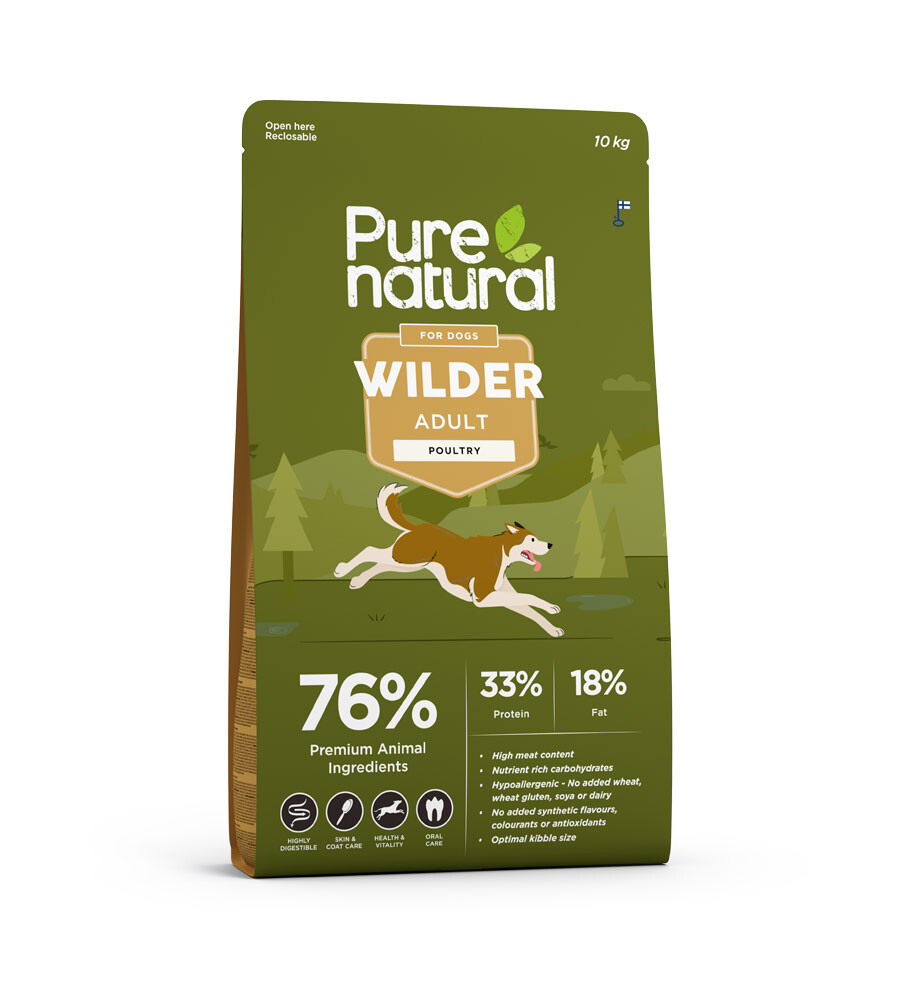 PURENATURAL WILDER SAUSAS MAISTAS ŠUNIMS SU PAUKŠTIENA, 10 KG - 