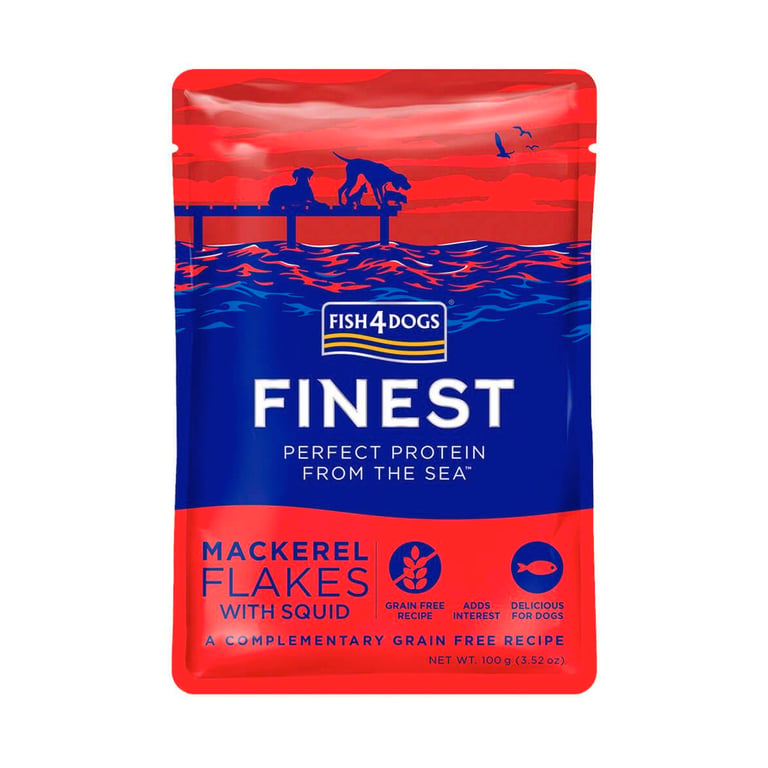 Fish4Dogs Finest konservai šunims su skumbre ir kalmaru, 100 g