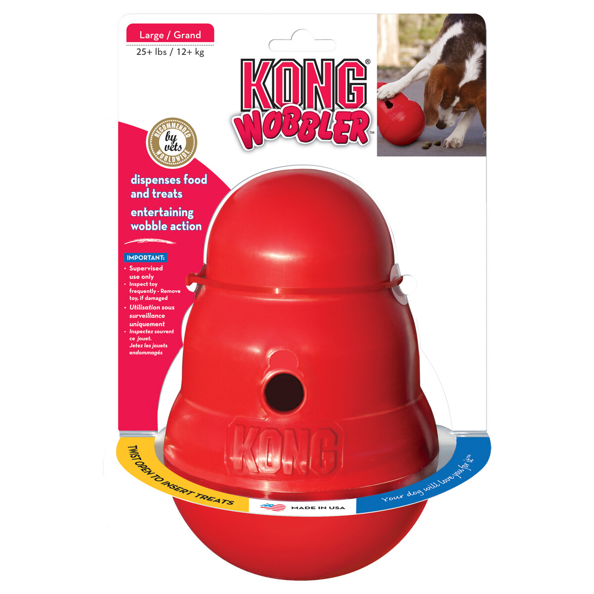 KONG WOBBLER UŽPILDOMAS ŽAISLAS ŠUNIMS, L DYDŽIO,  RAUDONAS - 