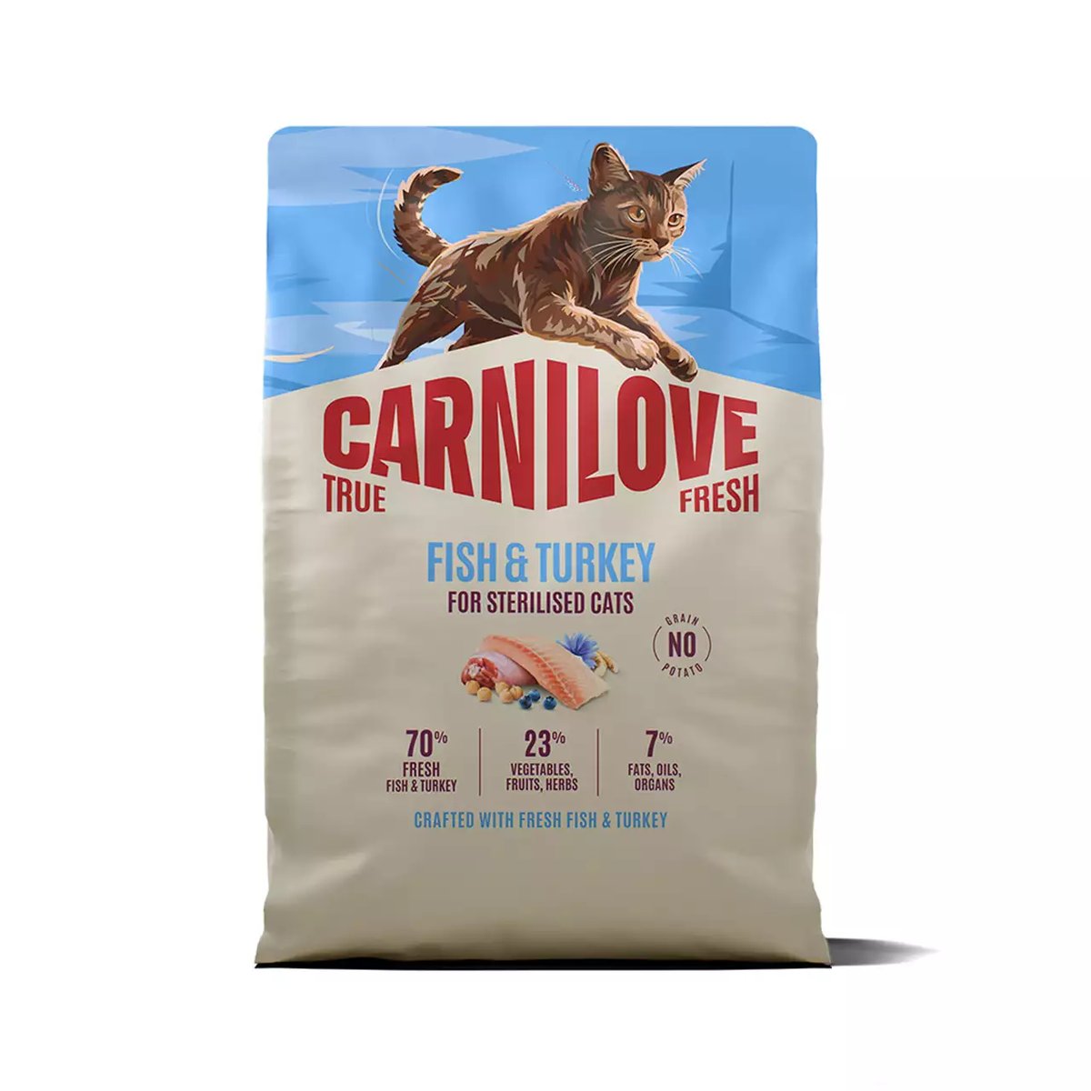 Carnilove True Fresh steriliseeritud kassi kuivtoit, kala/kalkun, 2 kg - Tootepilt
