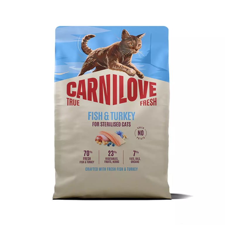 Carnilove True Fresh steriliseeritud kassi kuivtoit, kala/kalkun, 2 kg