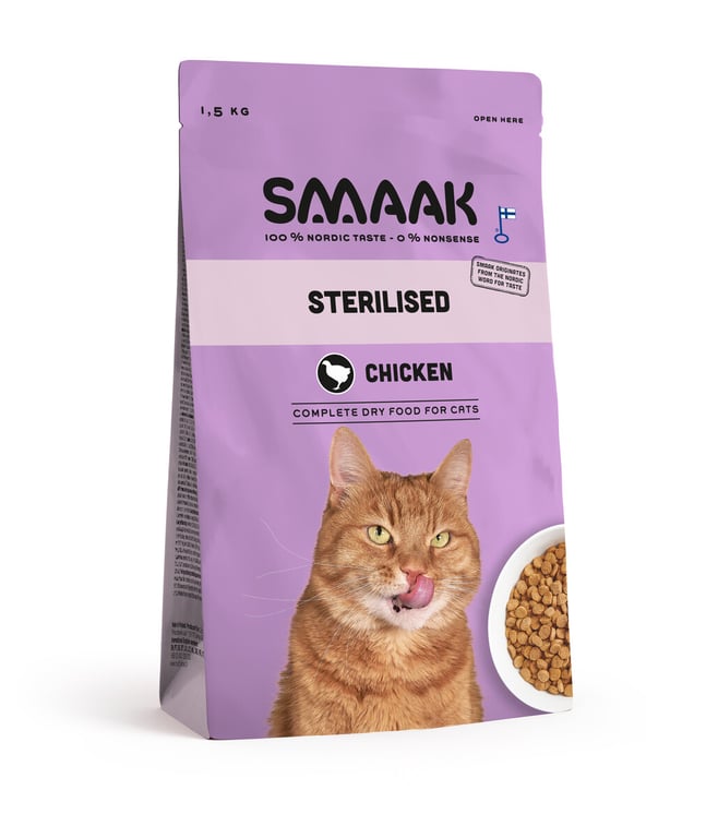 SMAAK Sterilised sausā barība kaķiem, vista, 1.5kg