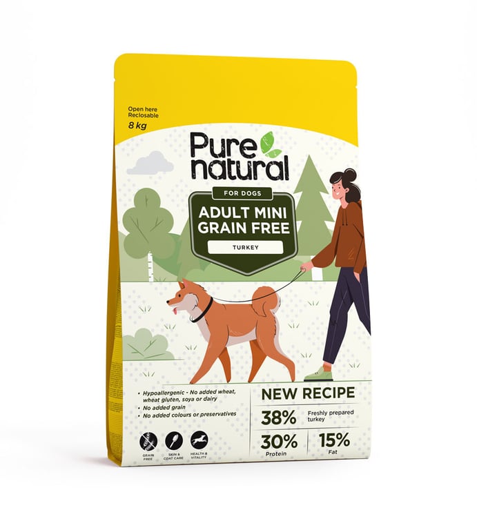 PURENATURAL Mini sausā barība suņiem, tītars, 8kg