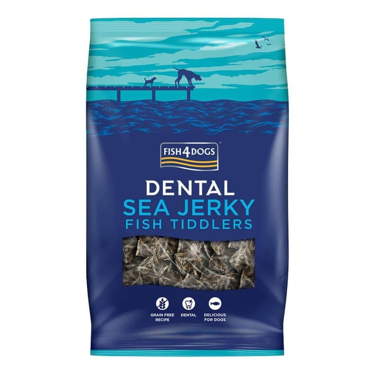 Fish4Dogs sea jerky tiddlers skanėstas šunims 100% žuvies oda 100g