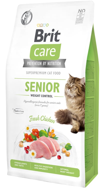 Brit Care begrūdis maistas Senior/Svorio kontrolė katėms, 7 kg