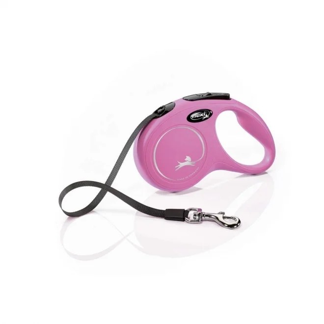 Flexi Classic automatinis juostinis pavadėlis, S/5 m, rožinis