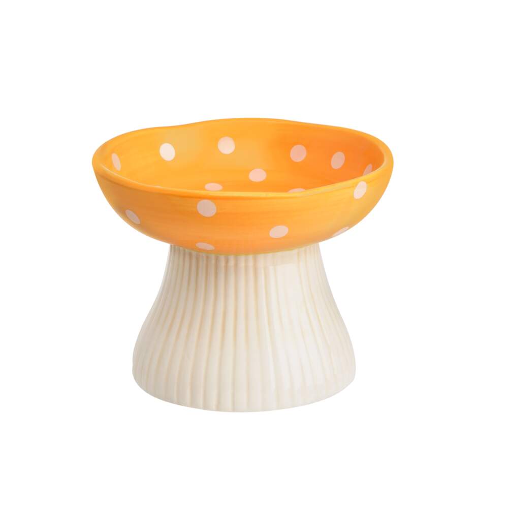 Little&Bigger Mushroom Love keramikas bļodiņa suņiem, dzeltena - Produkta attēls