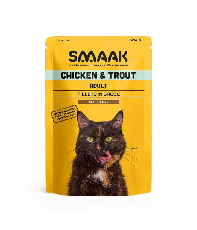 SMAAK mitrā barība kaķiem, vista/forele, 100g