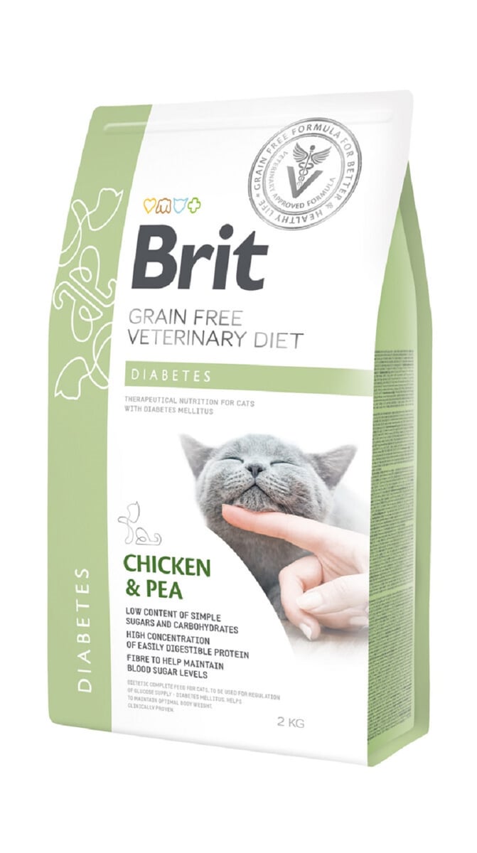 BRIT GF VD Diabetes sausā barība kaķiem, vista/zirņi, 2kg - Produkta attēls 1