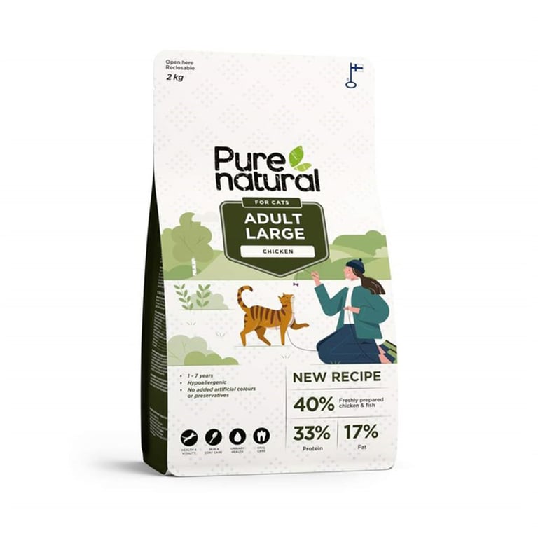 Purenatural kuivtoit suurele kassile, kana, 2 kg