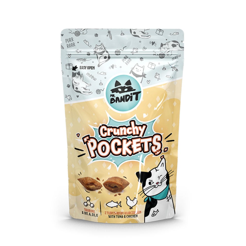 Mr.Bandit Crunchy Pockets skanėstai katėms su tunu ir vištiena, 40g -  1