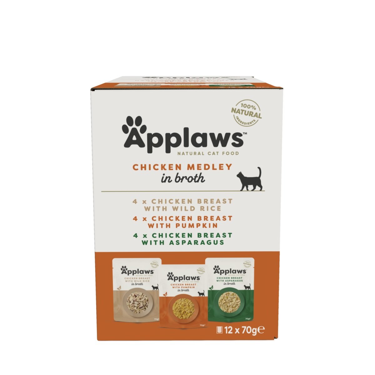 APPLAWS mitrās barības izlase kaķiem, vista buljonā, 12 x70 g - Produkta attēls