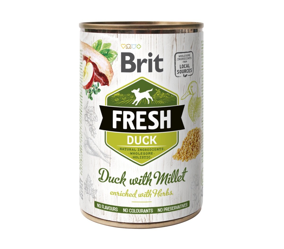 BRIT Fresh mitrā barība suņiem, pīle/prosa, 400g - Produkta attēls