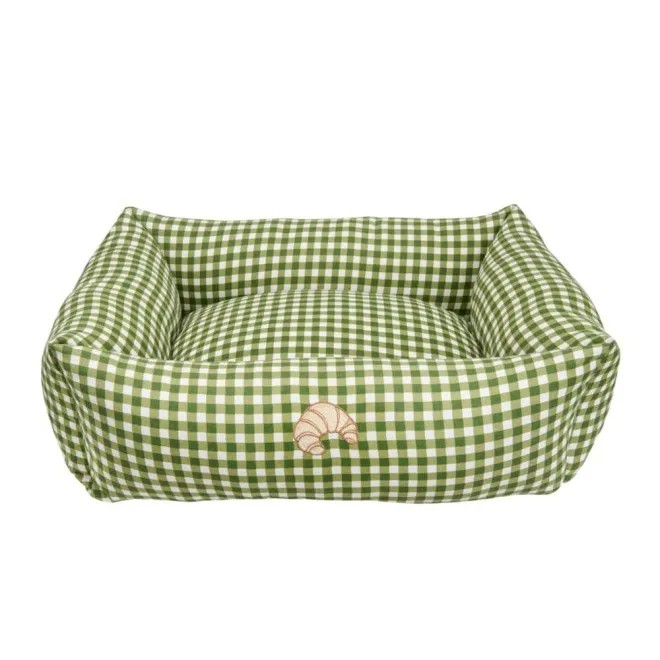 L&B BreakfastClub voodi ruuduline roheline croissant 60×50 cm - Tootepilt