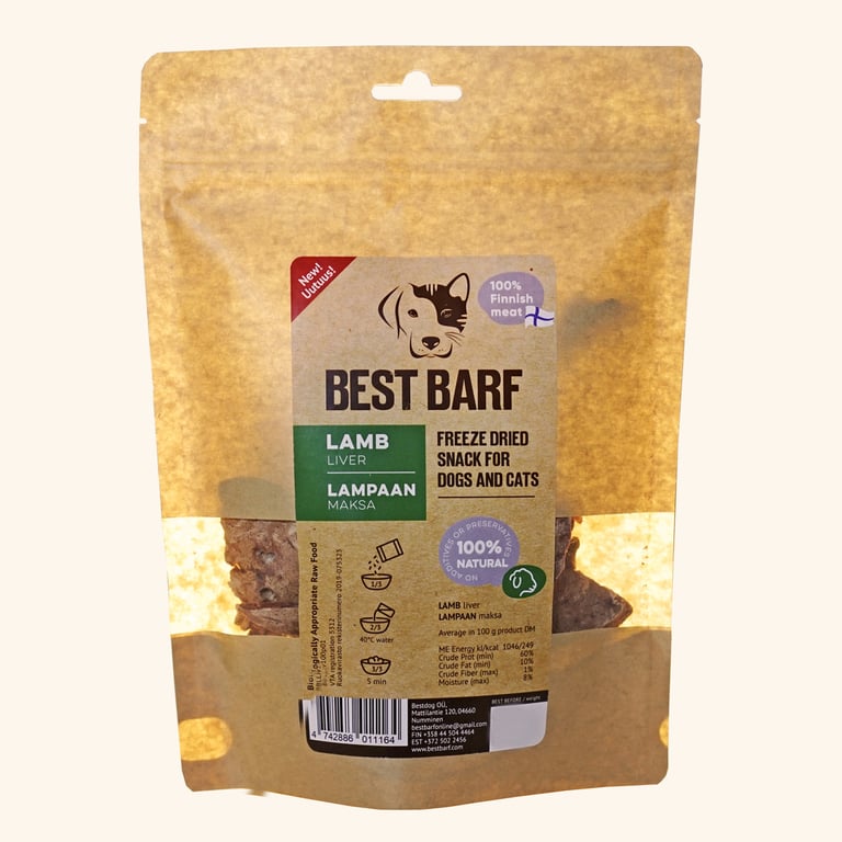 Best Barf šaltai džiovinti ėrienos kepenys, 100 g