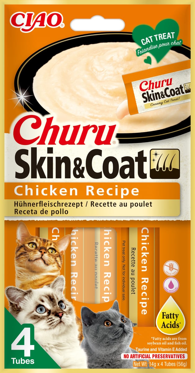 Churu skanėstas katėms Skin & Coat, su vištiena, 56g - 