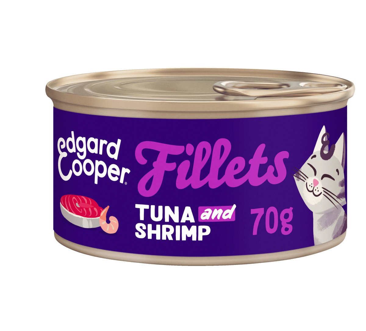 Edgard & Cooper konservuotas maistas katėms su tunu ir krevetėmis, 70g -  1