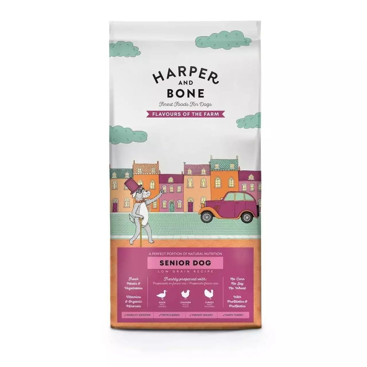 Harper and Bone Flavours Farm Senior/Light sausā barība suņiem, 2kg - Produkta attēls