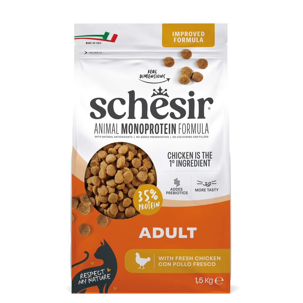 Schesir Monoprotein kassi kuivtoit, kana, 1,5 kg - Tootepilt