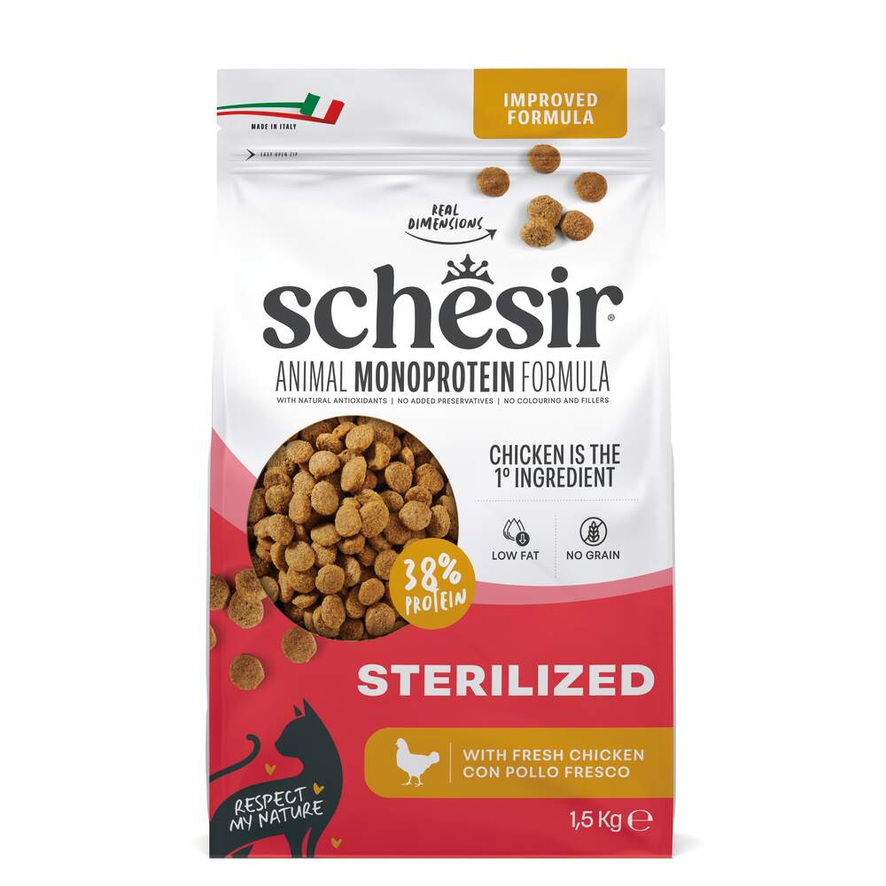 Schesir Monoprotein Sterilised kassi kuivtoit, kana, 1,5 kg - Tootepilt