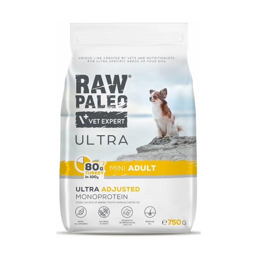 Raw Paleo Ultra adult mini maistas šunims su kalakutiena, 750g - 