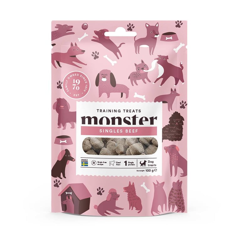 Monster Dog pusiau drėgni skanėstai šunims, su jautiena, 100 g