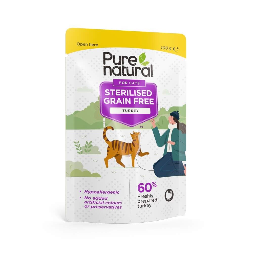 Purenatural konservai sterilizuotoms katėms su kalakutiena, 100 g - 