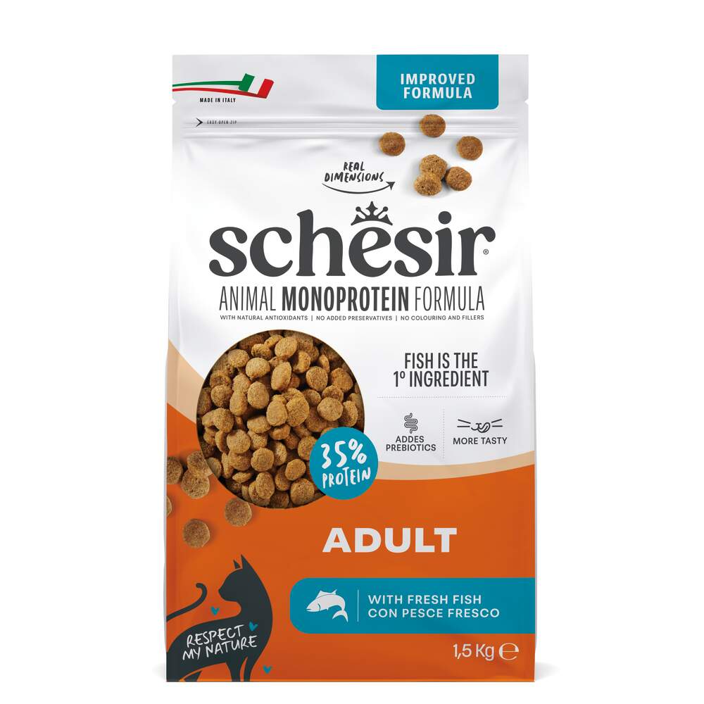 Schesir Monoprotein sausā barība kaķiem, zivis, 1,5kg - Produkta attēls