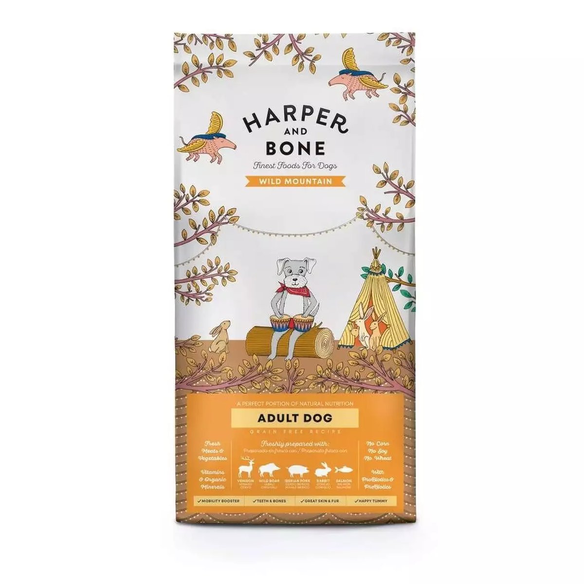 Harper and Bone Wild Mountain M/L sausā barība suņiem, 2kg - Produkta attēls
