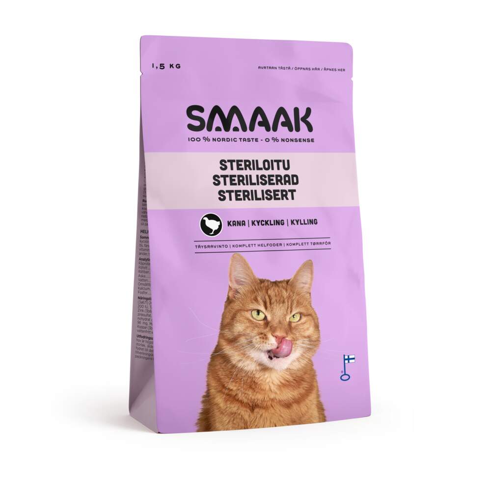 SMAAK täissööt kassidele kanaga 1,5 kg - Tootepilt 1