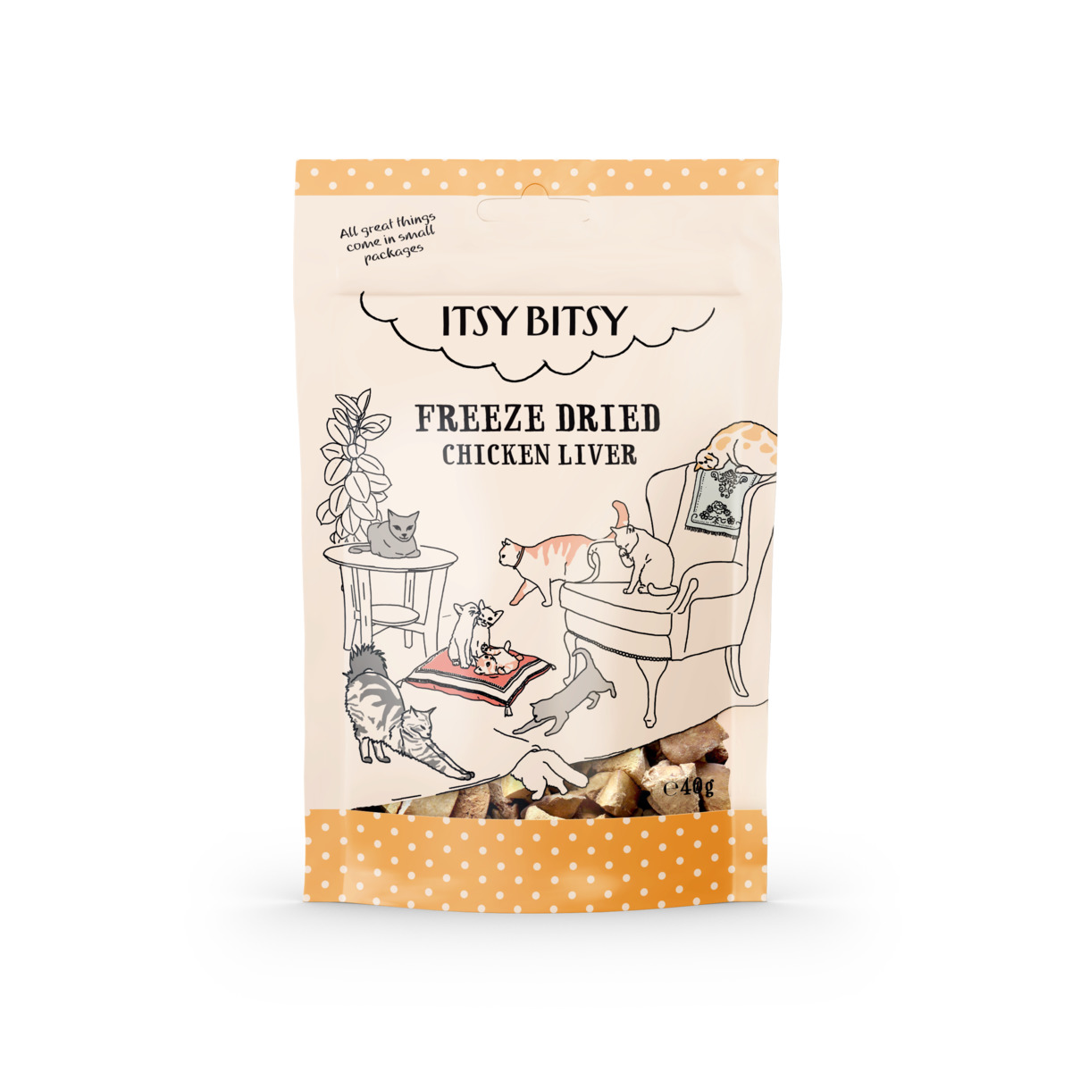 ItsyBitsy liofilizuotas skanėstas katėms, su vištienos kepenimis, 40 g - 