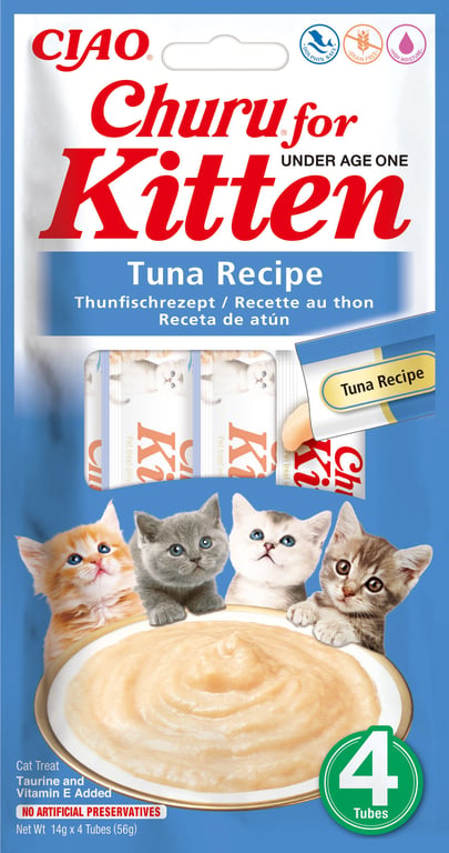 Churu Kitten tyrės skanėstai kačiukams su tunu, 4x14g