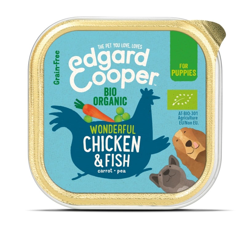 EDGARD COOPER Organic mitrā barība, vista/zivis,kucēniem 100g