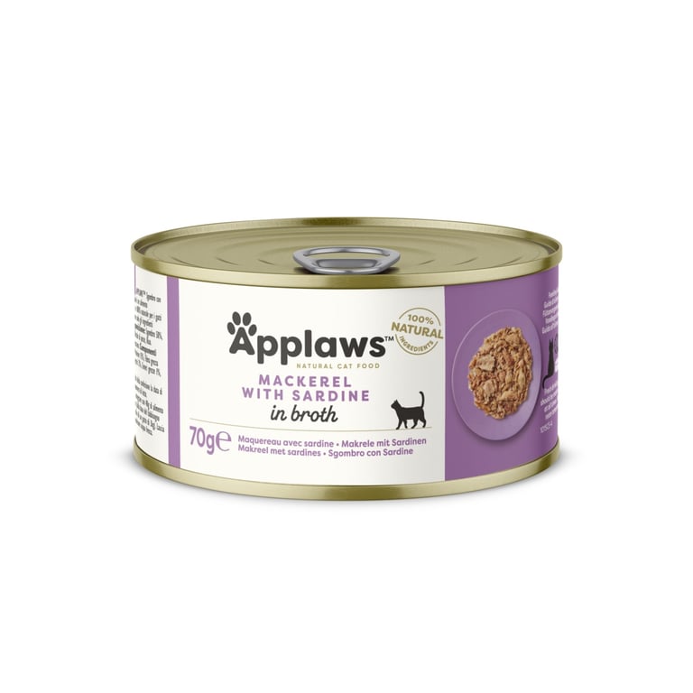 Applaws šlapias maistas katėms su skumbre ir sardine padaže, 70 g