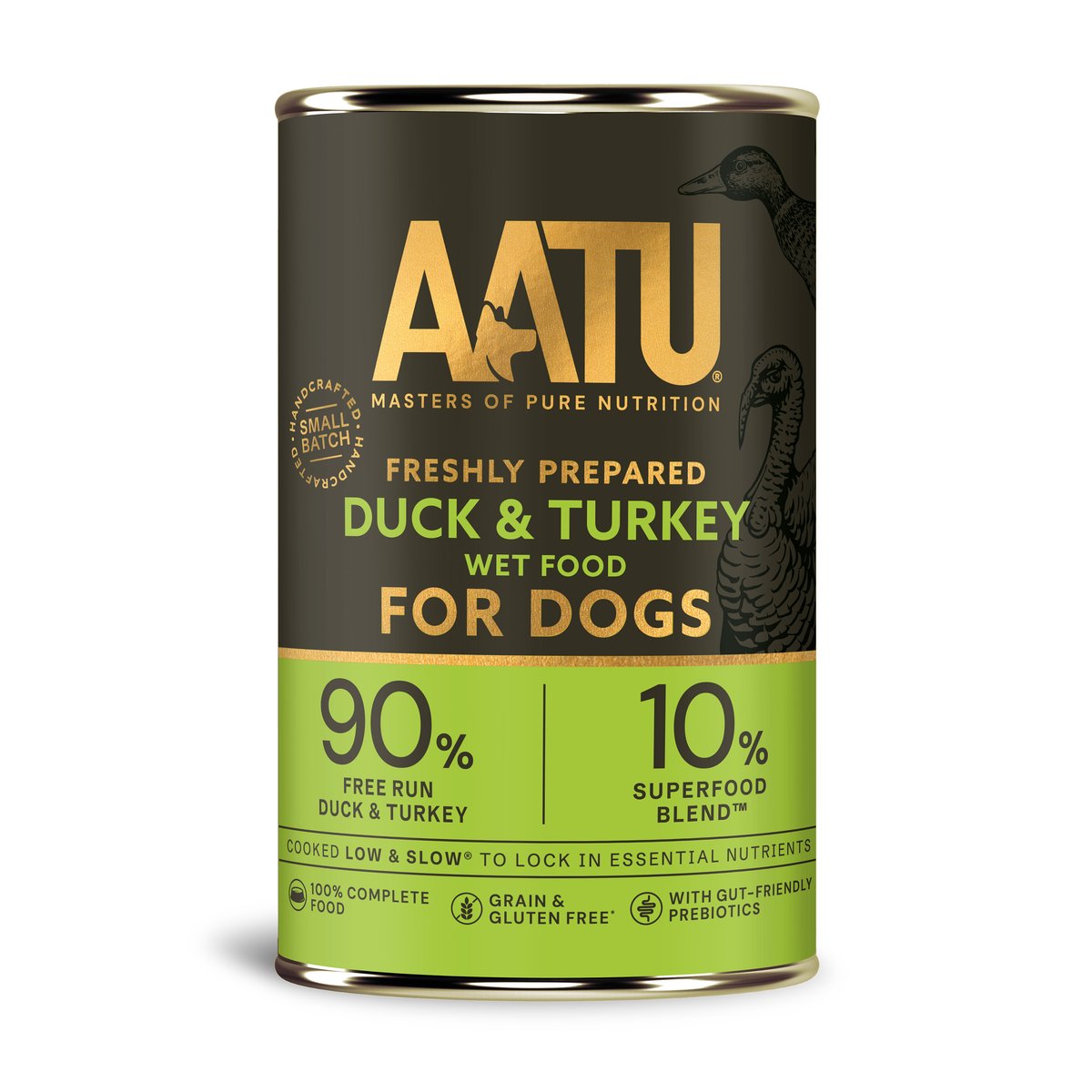 AATU mitrā barība suņiem, pīle/tītars, 400 g - Produkta attēls 1