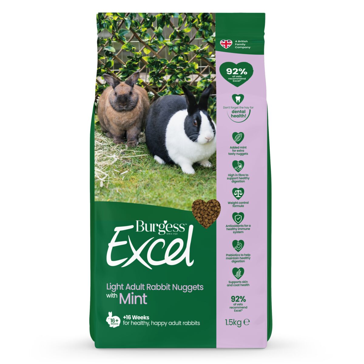 Burgess Excel küüliku täissööt Light 1,5 kg - Tootepilt
