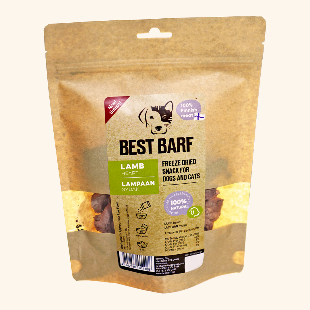 Best Barf šaltai džiovintos ėrienos širdys, 100 g -  1