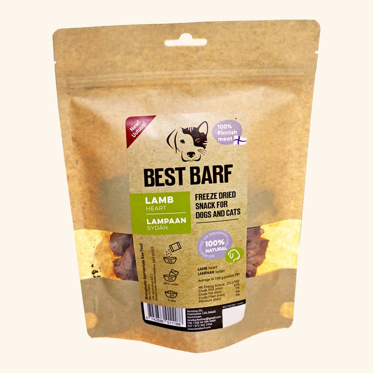 Best Barf šaltai džiovintos ėrienos širdys, 100 g