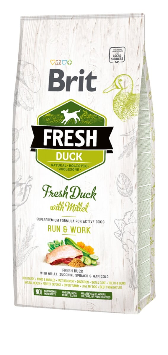 BRIT Fresh Active sausā barība suņiem, pīle/prosa, 12kg - Produkta attēls 1
